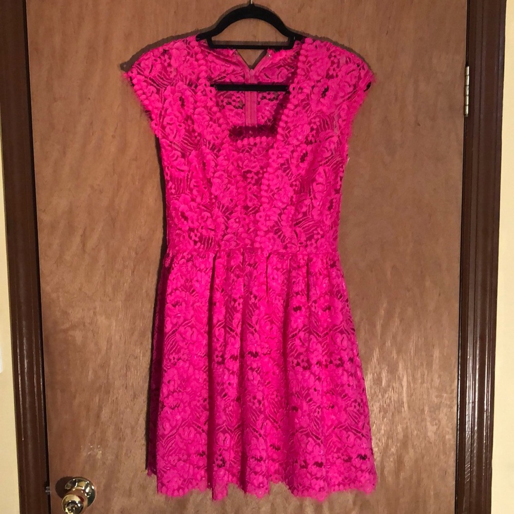 Shoshanna Hot Pink Lace Dress